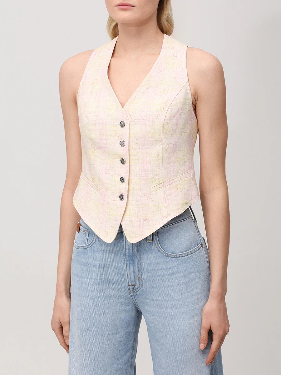 Жилет из льна и вискозы ETRO WRDA0006 99TTE36S9820 Желтый  Фото 4