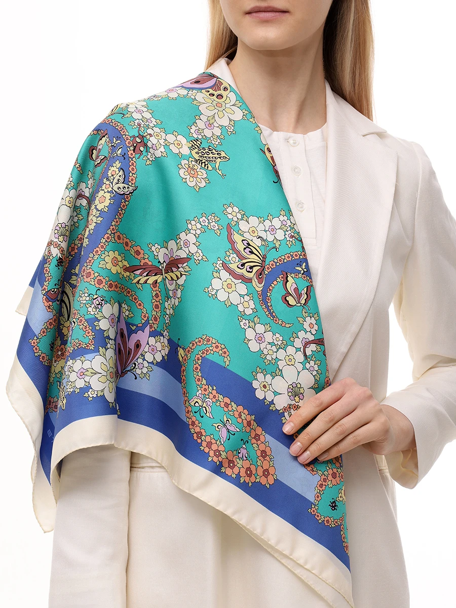 Платок шелковый ETRO WAXA0006 AK655X0886 Кремовый  Фото 2