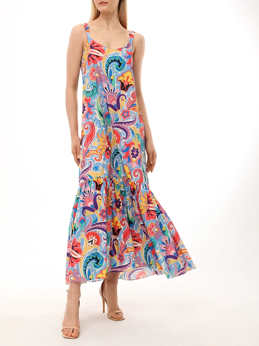 

Сарафан из хлопка и шелка, Принт, WRHA0030 AK753X0887