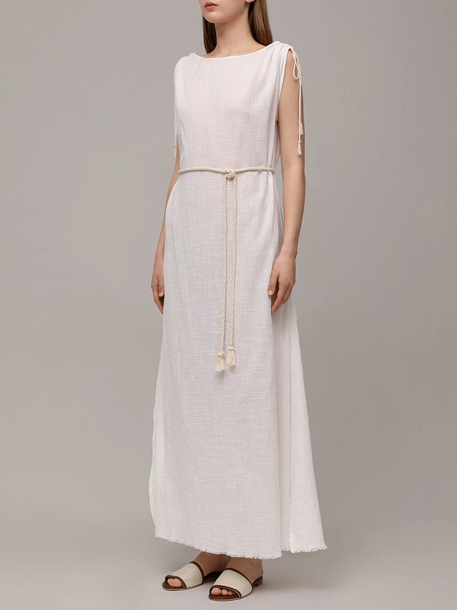 Платье хлопковое MAISON SAINT JULIEN Alexandrie long dress round neck deep u back Белый  Фото 4