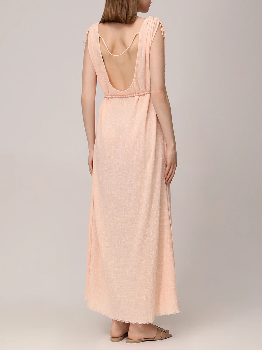 Платье хлопковое MAISON SAINT JULIEN Alexandrie long dress round neck deep u back Бежевый  Фото 3