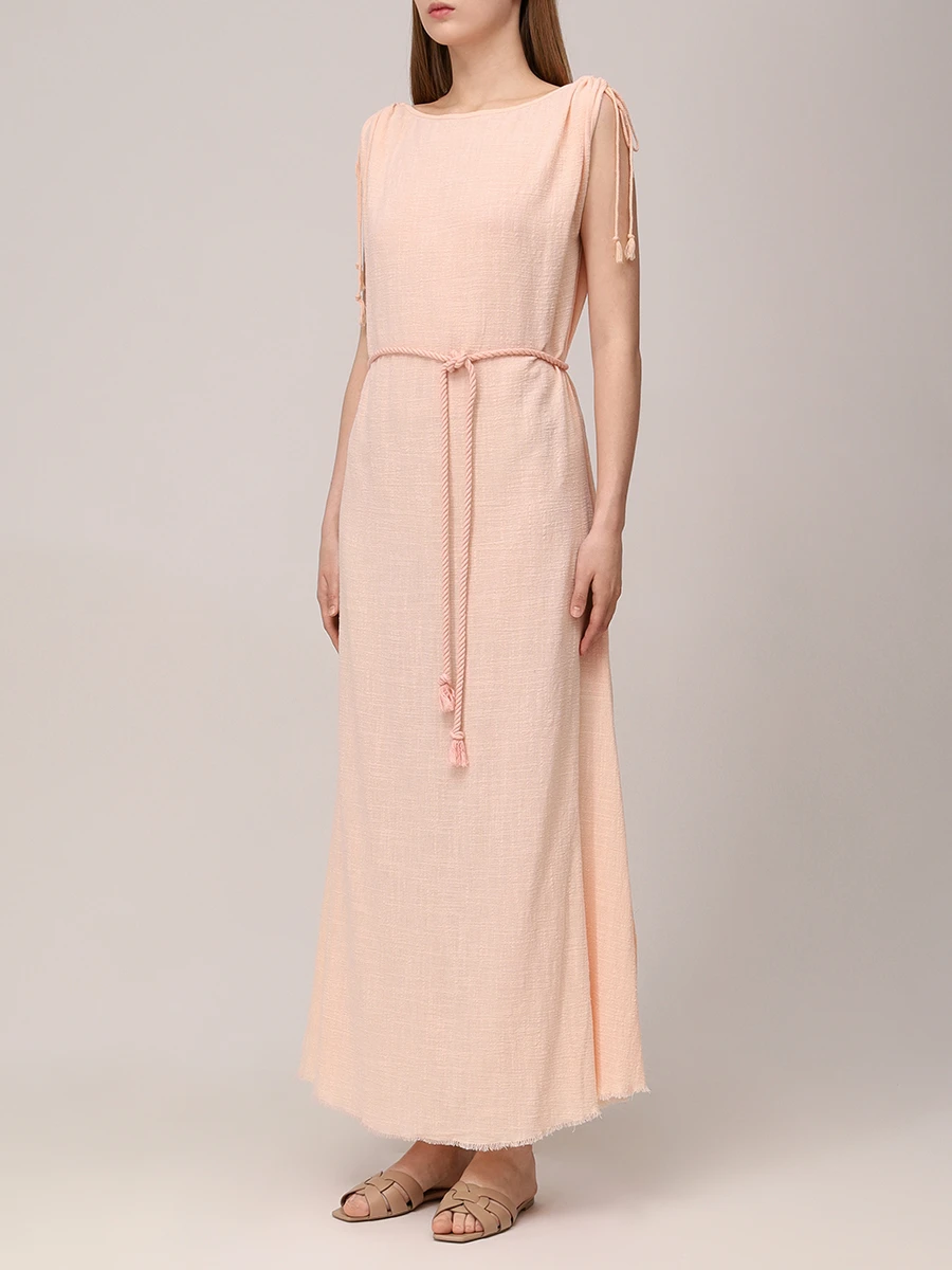 Платье хлопковое MAISON SAINT JULIEN Alexandrie long dress round neck deep u back Бежевый  Фото 4