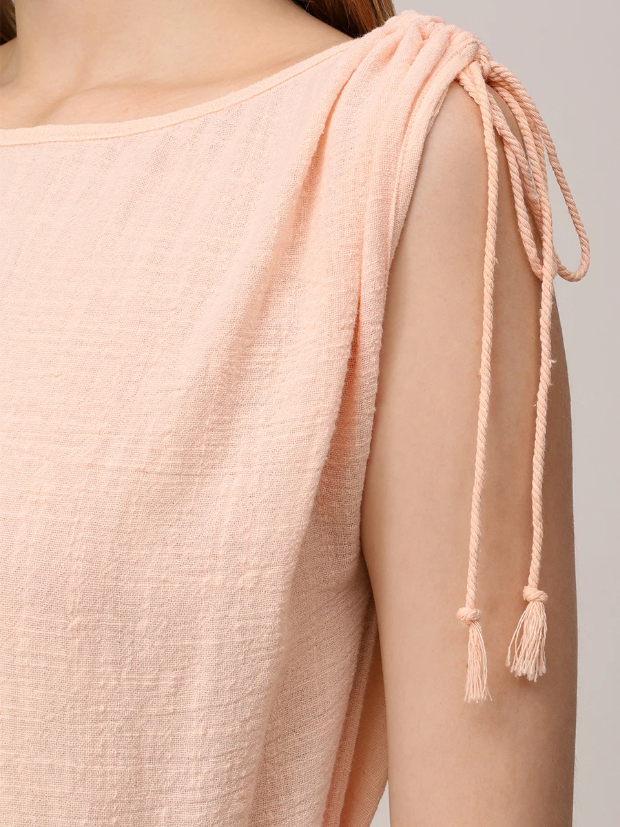 Платье хлопковое MAISON SAINT JULIEN Alexandrie long dress round neck deep u back Бежевый  Фото 5