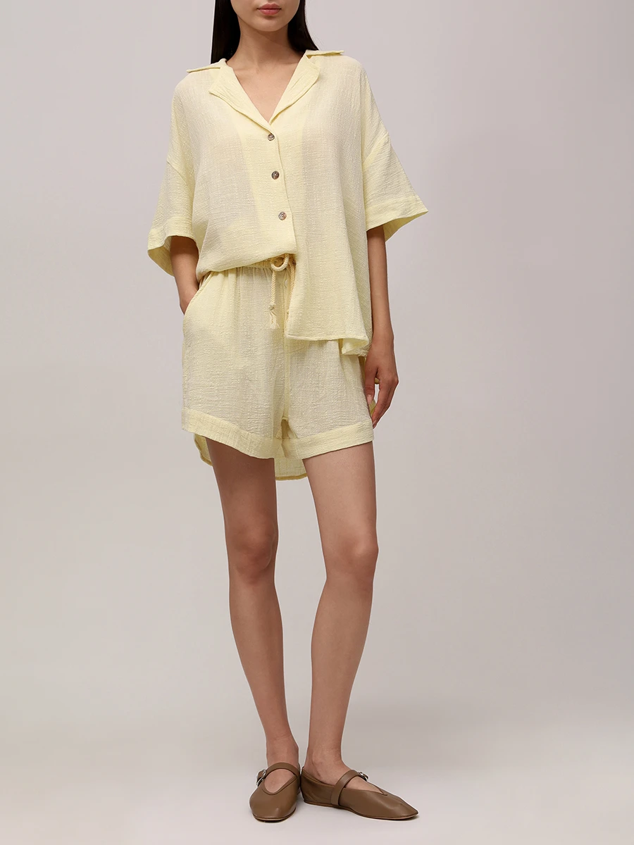 Шорты хлопковые MAISON SAINT JULIEN Bonifacio short Желтый  Фото 3