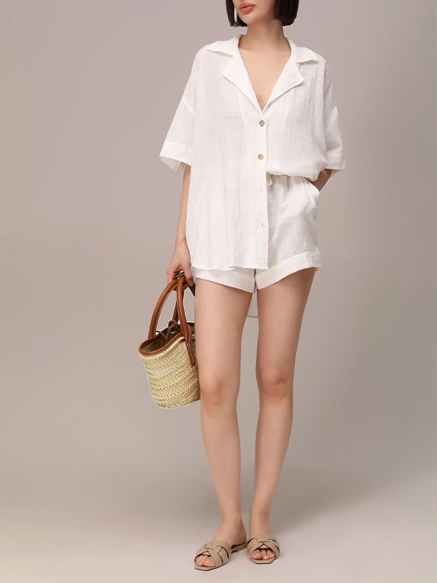 Шорты хлопковые MAISON SAINT JULIEN Bonifacio short Белый  Фото 2