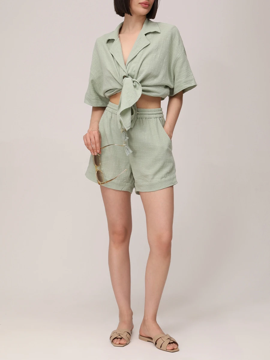 Шорты хлопковые MAISON SAINT JULIEN Bonifacio short Зеленый  Фото 2