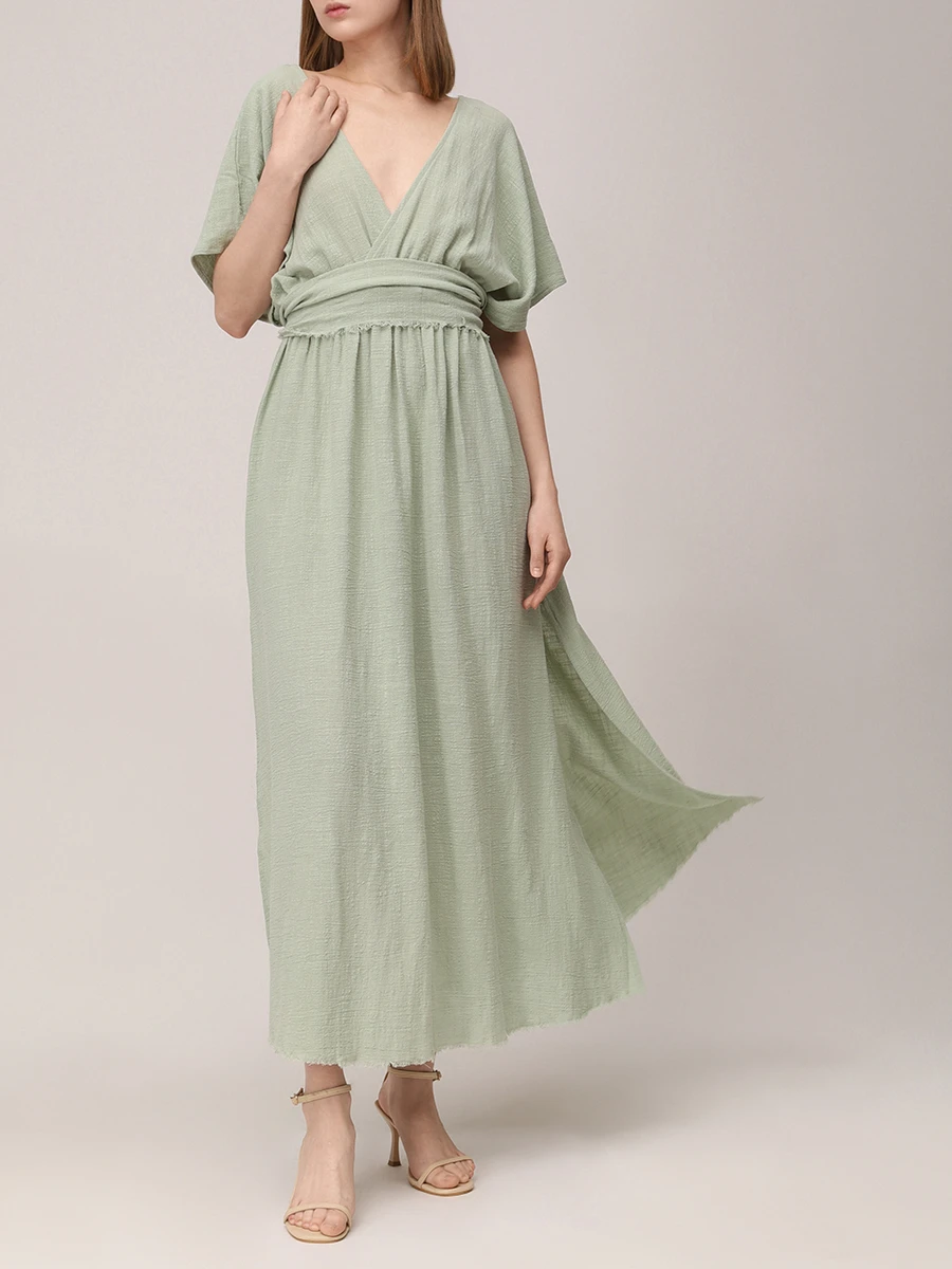 Платье хлопковое MAISON SAINT JULIEN Empire long resort dress Зеленый  Фото 2