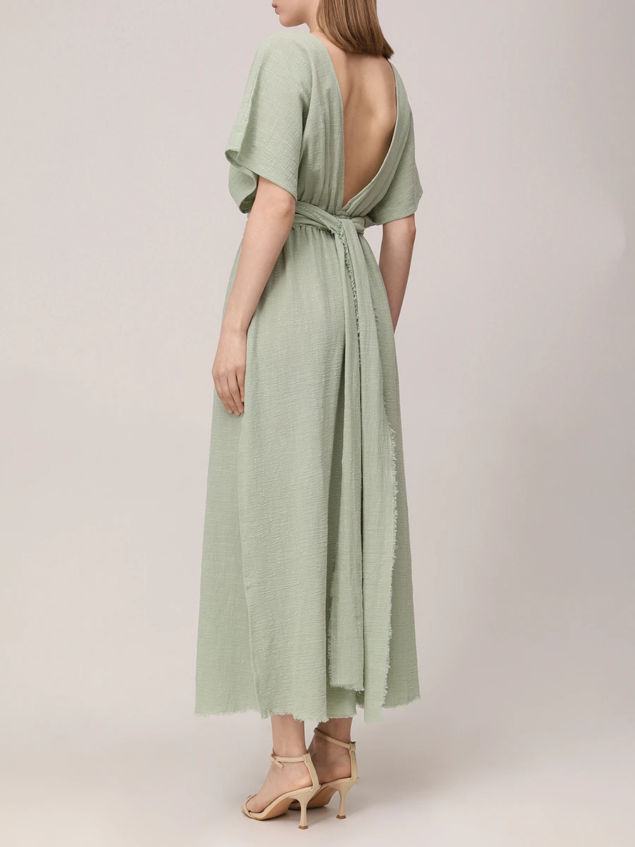 Платье хлопковое MAISON SAINT JULIEN Empire long resort dress Зеленый  Фото 3