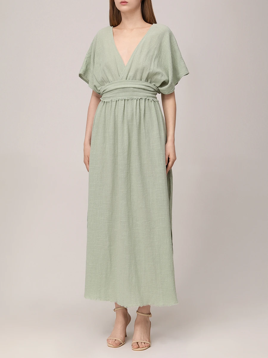 Платье хлопковое MAISON SAINT JULIEN Empire long resort dress Зеленый  Фото 4