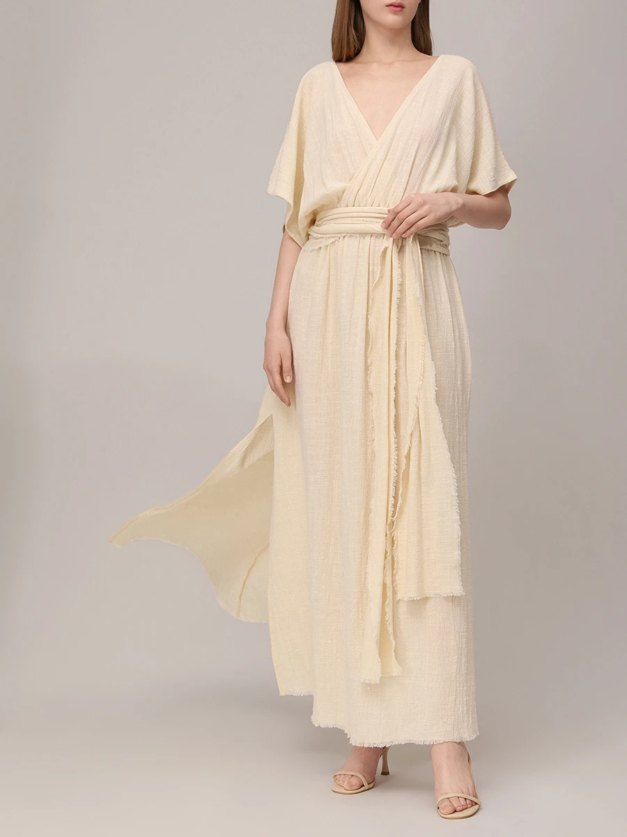 Платье хлопковое MAISON SAINT JULIEN Empire long resort dress Кремовый  Фото 2