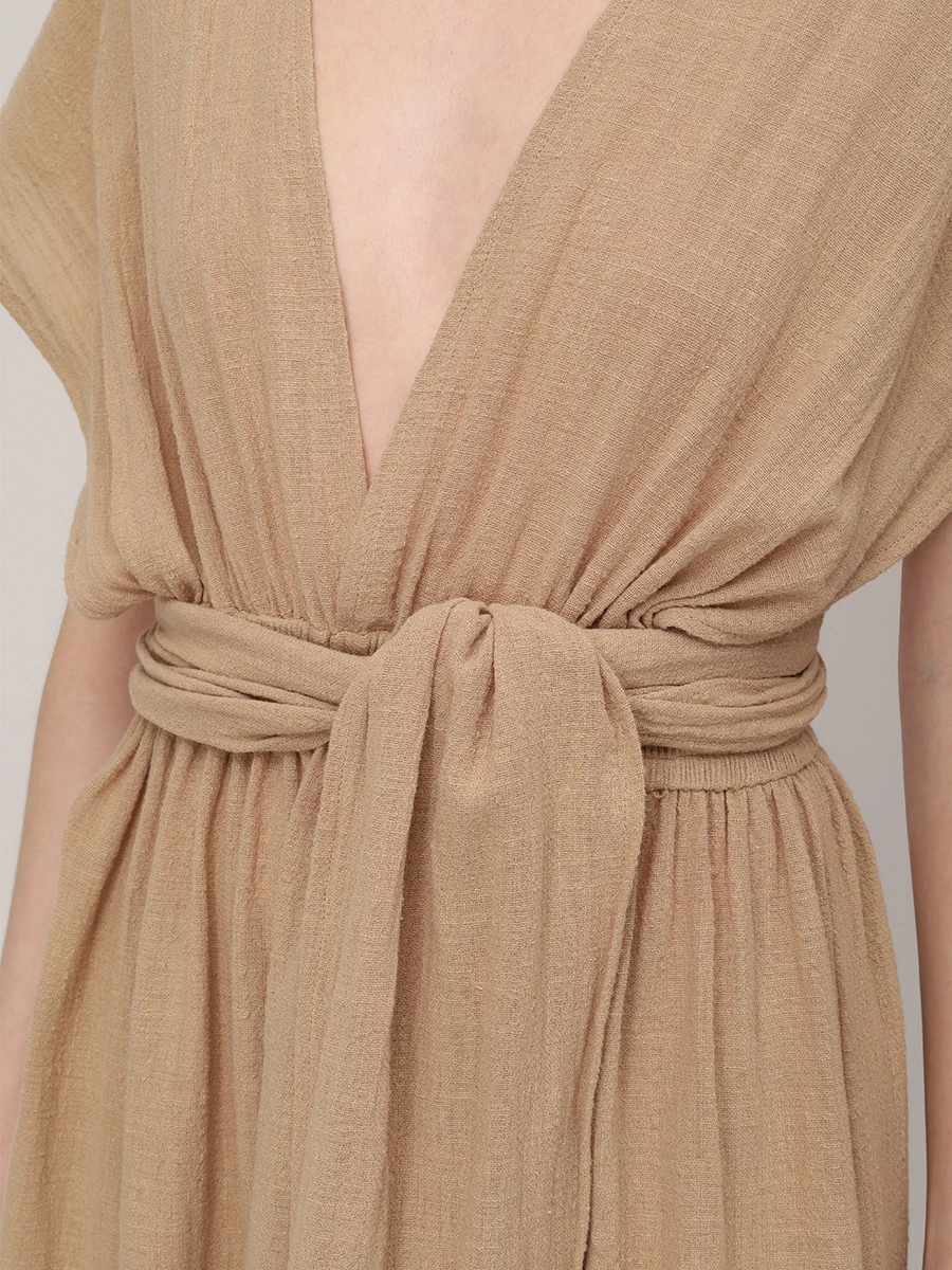 Платье хлопковое MAISON SAINT JULIEN Empire long strap dress Коричневый  Фото 5