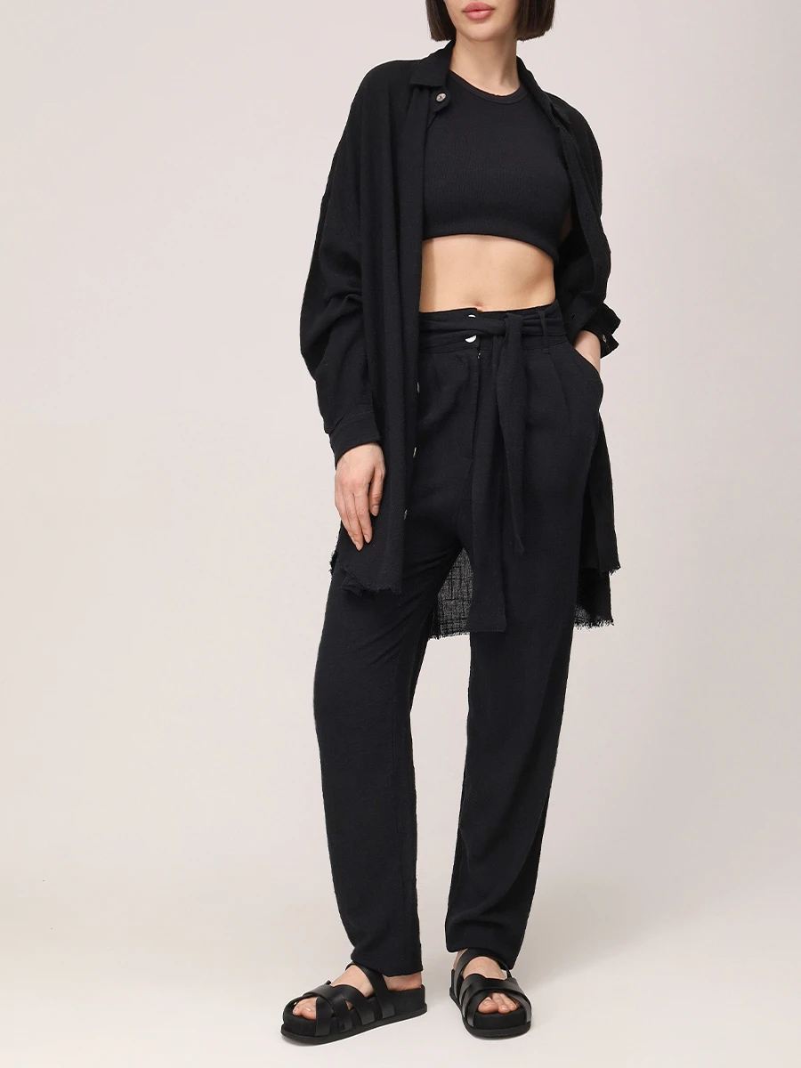 Брюки хлопковые MAISON SAINT JULIEN Havana pant Черный  Фото 2