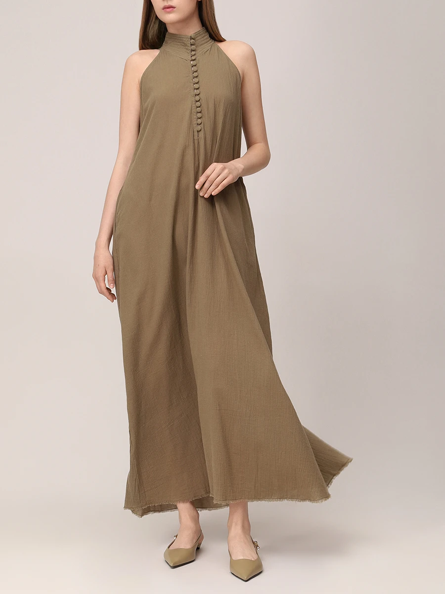 Платье хлопковое MAISON SAINT JULIEN Isola bella dress Хаки  Фото 2