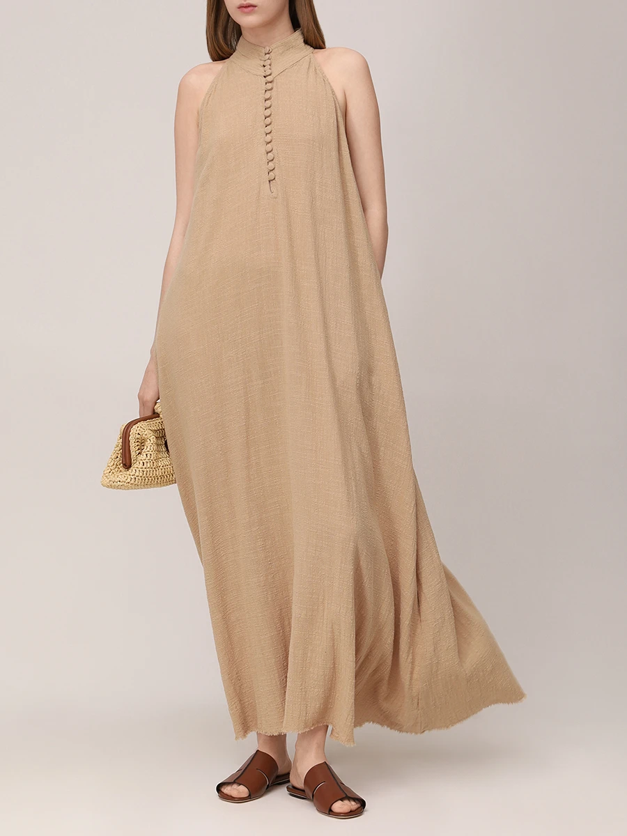 Платье хлопковое MAISON SAINT JULIEN Isola bella dress Коричневый  Фото 2