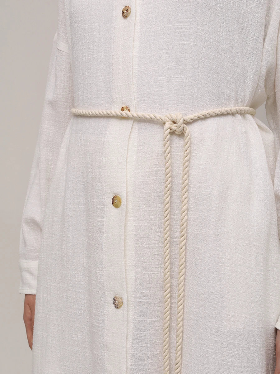 Платье-рубашка хлопковое MAISON SAINT JULIEN Mykonos long dress long sleeves Белый  Фото 5