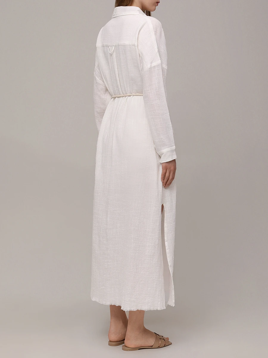 Платье-рубашка хлопковое MAISON SAINT JULIEN Mykonos long dress long sleeves Белый  Фото 3