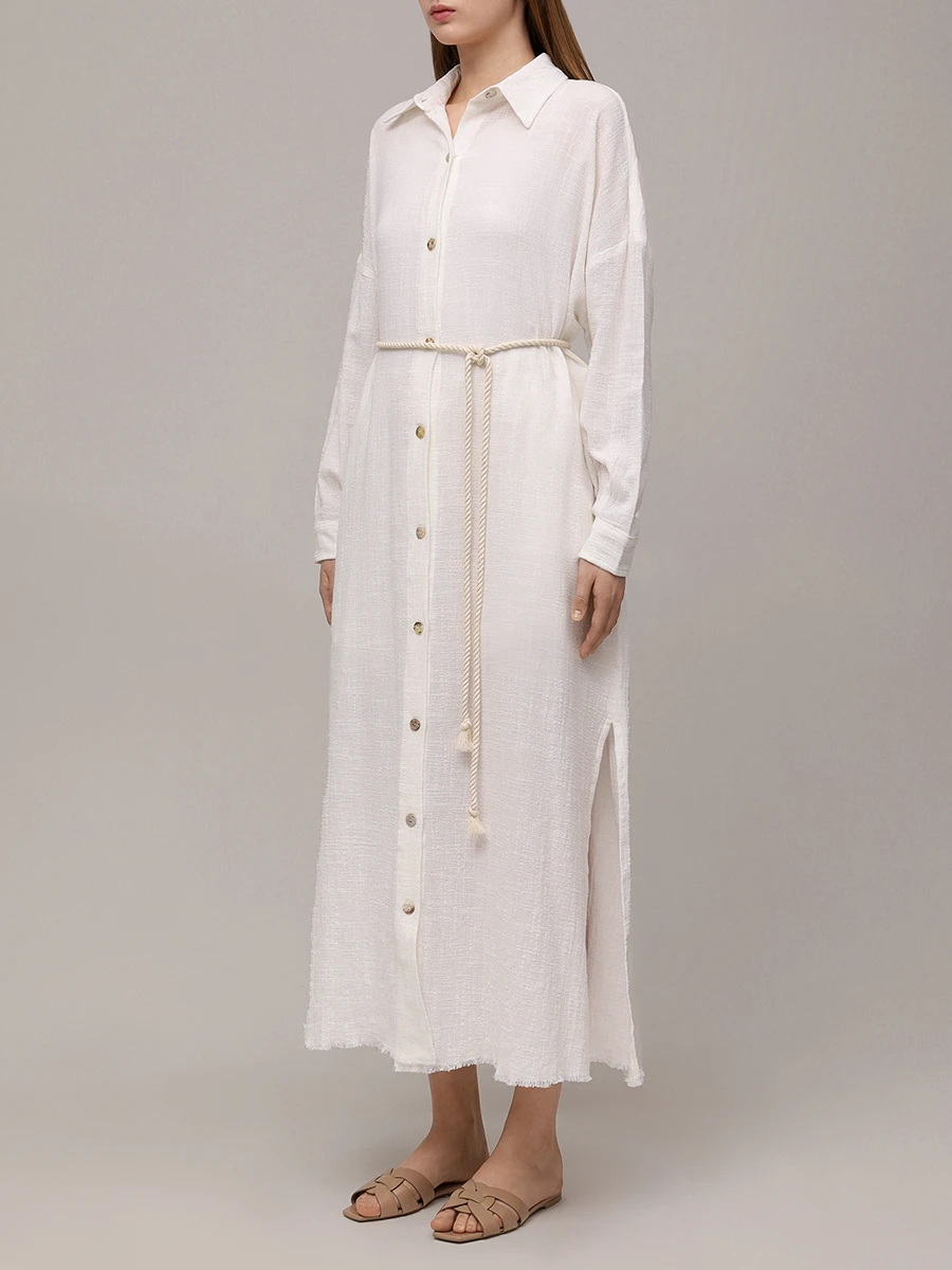 Платье-рубашка хлопковое MAISON SAINT JULIEN Mykonos long dress long sleeves Белый  Фото 4
