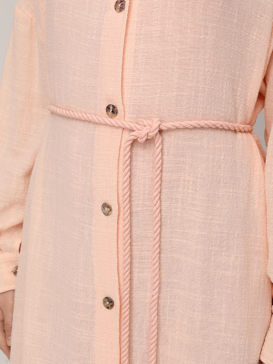 Платье-рубашка хлопковое MAISON SAINT JULIEN Mykonos long dress long sleeves Розовый  Фото 5