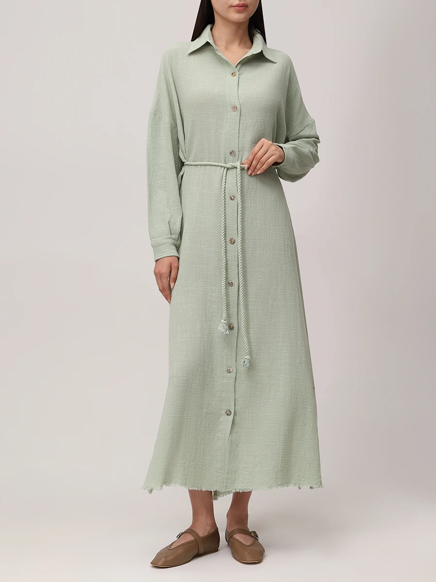Платье хлопковое MAISON SAINT JULIEN Mykonos long dress long sleeves Зеленый  Фото 3