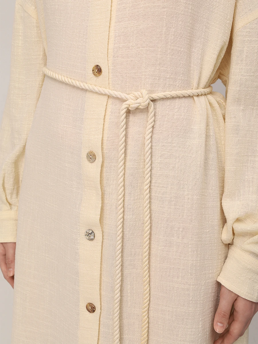 Платье-рубашка хлопковое MAISON SAINT JULIEN Mykonos long dress long sleeves Кремовый  Фото 5