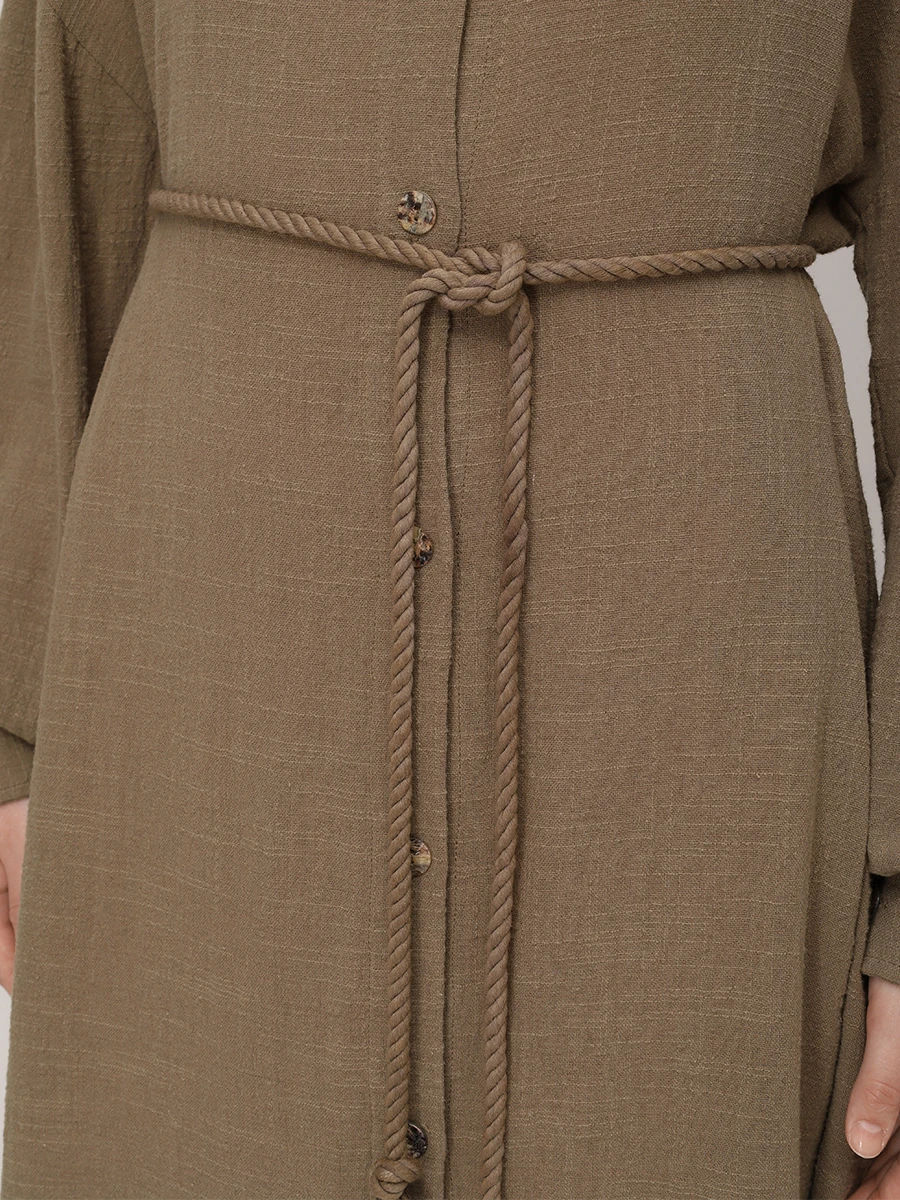 Платье-рубашка хлопковое MAISON SAINT JULIEN Mykonos long dress long sleeves Хаки  Фото 5
