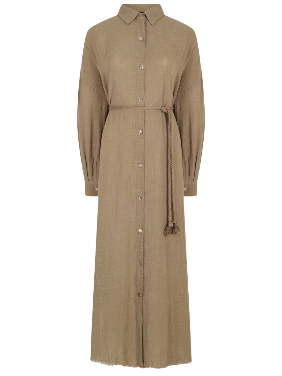 Платье-рубашка хлопковое MAISON SAINT JULIEN Mykonos long dress long sleeves Хаки 