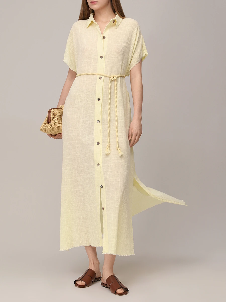 Платье-рубашка хлопковое MAISON SAINT JULIEN Mykonos long shirt dress Желтый  Фото 2