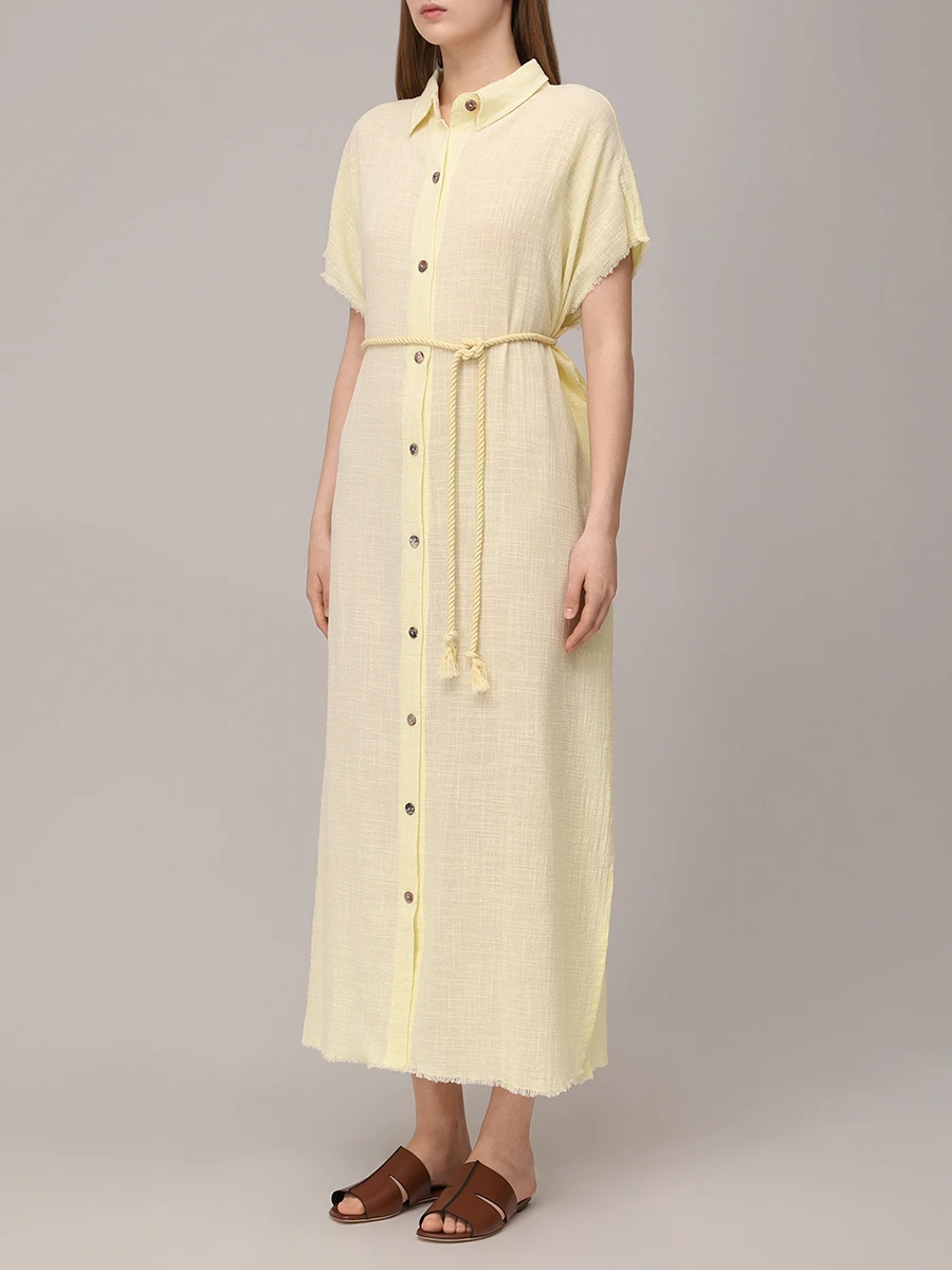 Платье-рубашка хлопковое MAISON SAINT JULIEN Mykonos long shirt dress Желтый  Фото 4