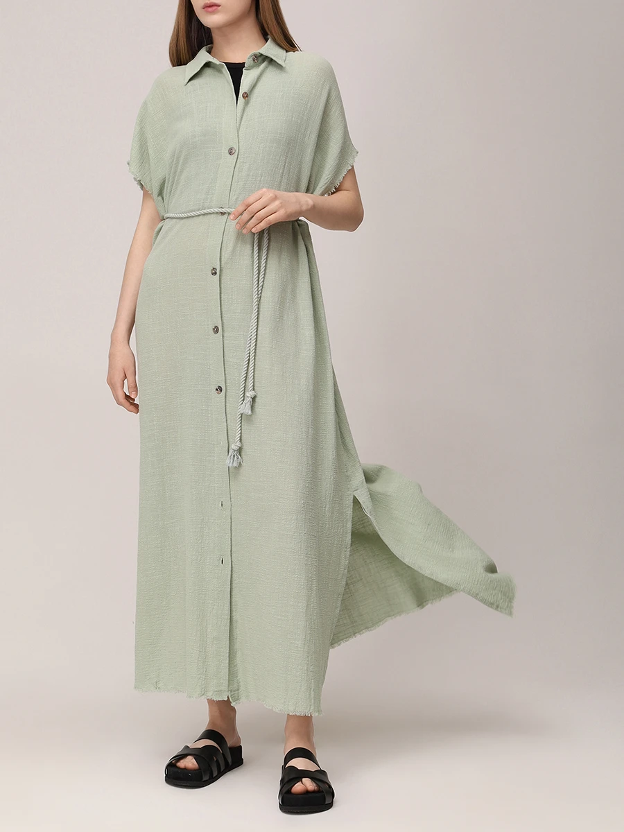 

Платье-рубашка хлопковое, Зеленый, Mykonos long shirt dress