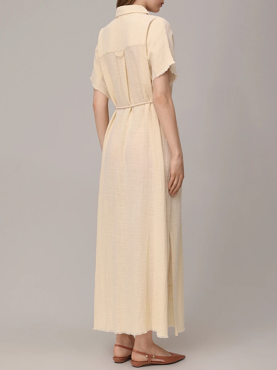 Платье-рубашка хлопковое MAISON SAINT JULIEN Mykonos long shirt dress Кремовый  Фото 3