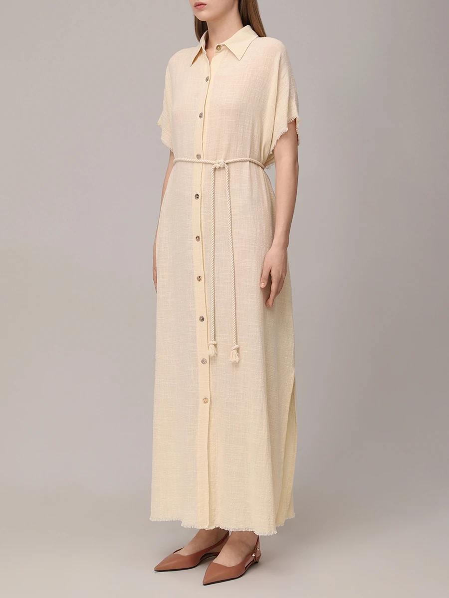 Платье-рубашка хлопковое MAISON SAINT JULIEN Mykonos long shirt dress Кремовый  Фото 4