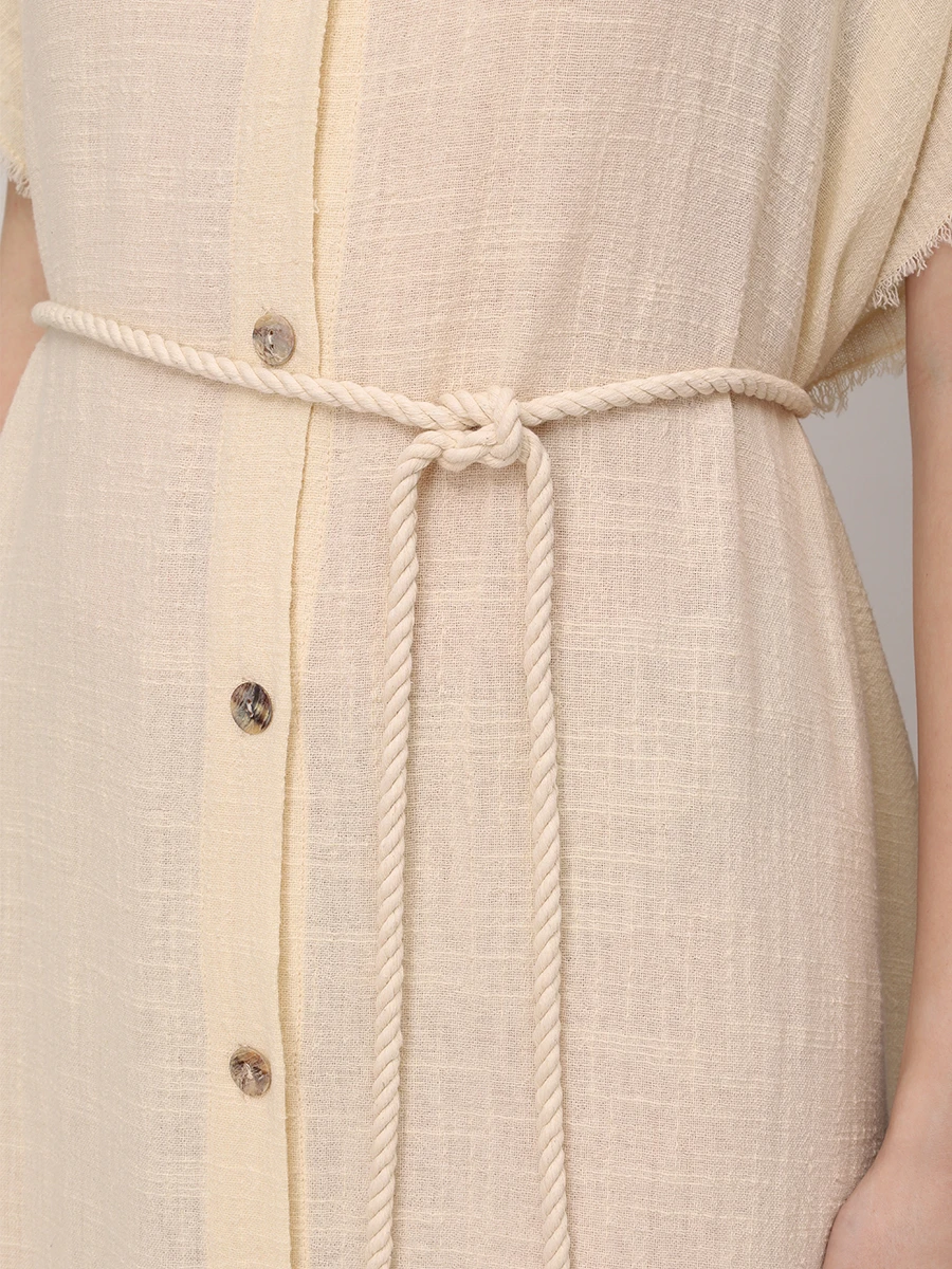 Платье-рубашка хлопковое MAISON SAINT JULIEN Mykonos long shirt dress Кремовый  Фото 5