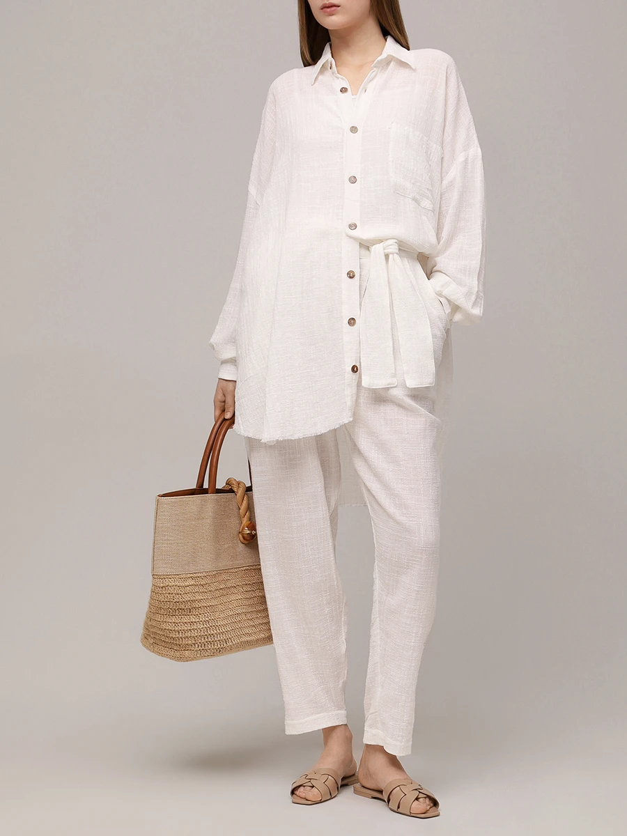 Рубашка хлопковая MAISON SAINT JULIEN Mykonos oversized shirt Белый  Фото 2