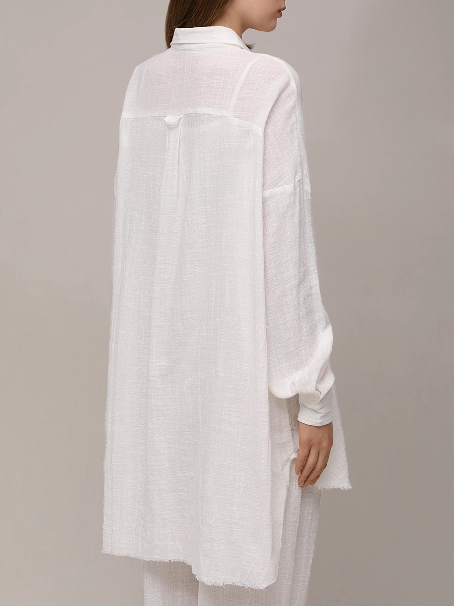 Рубашка хлопковая MAISON SAINT JULIEN Mykonos oversized shirt Белый  Фото 3