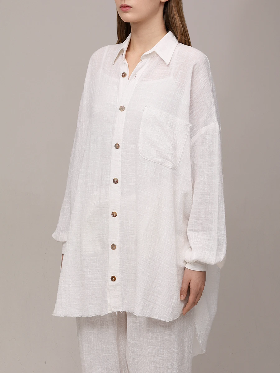 Рубашка хлопковая MAISON SAINT JULIEN Mykonos oversized shirt Белый  Фото 4