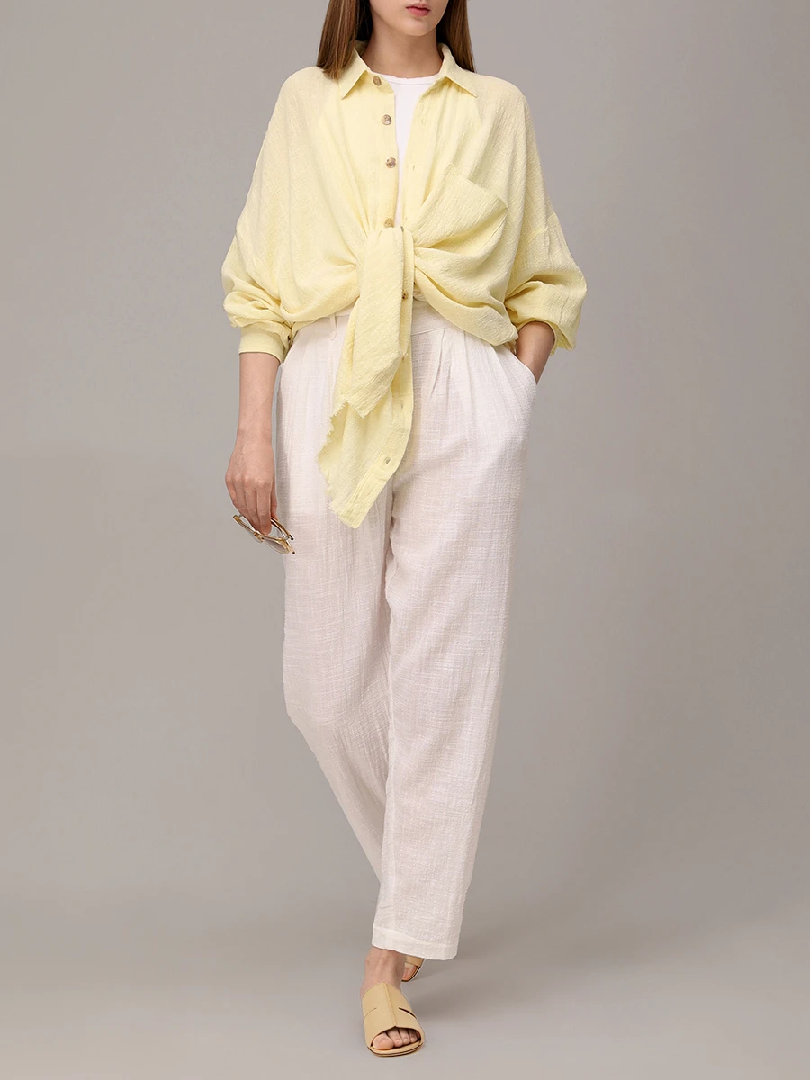 Рубашка хлопковая MAISON SAINT JULIEN Mykonos oversized shirt Желтый  Фото 2