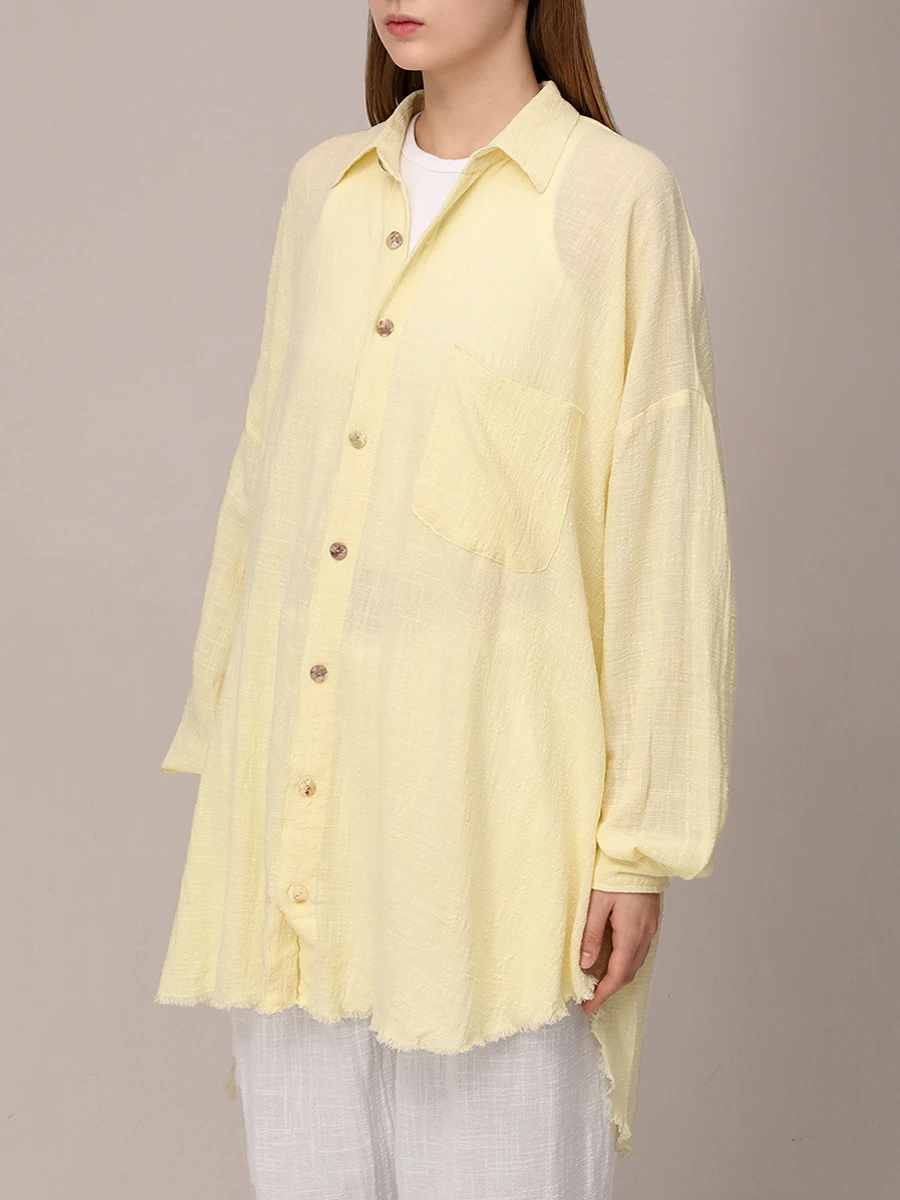 Рубашка хлопковая MAISON SAINT JULIEN Mykonos oversized shirt Желтый  Фото 4
