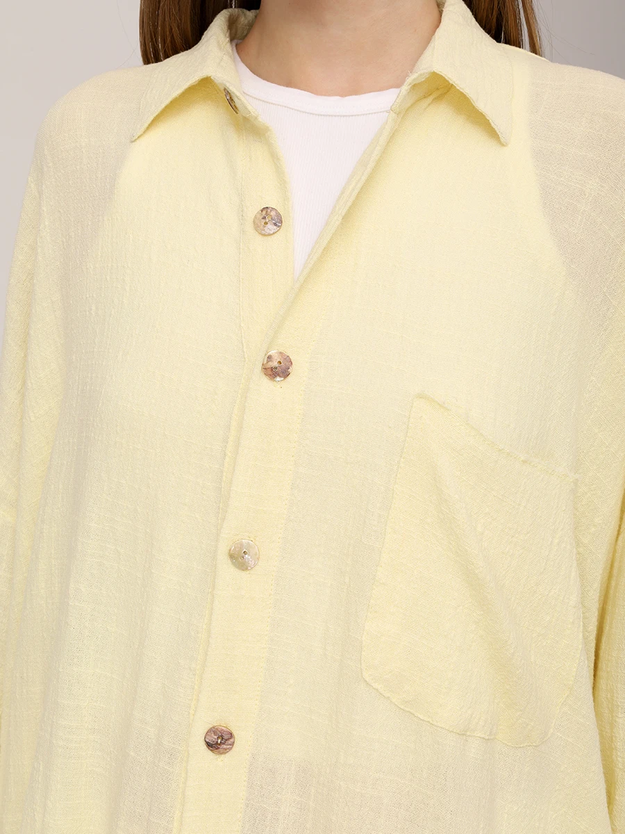 Рубашка хлопковая MAISON SAINT JULIEN Mykonos oversized shirt Желтый  Фото 5