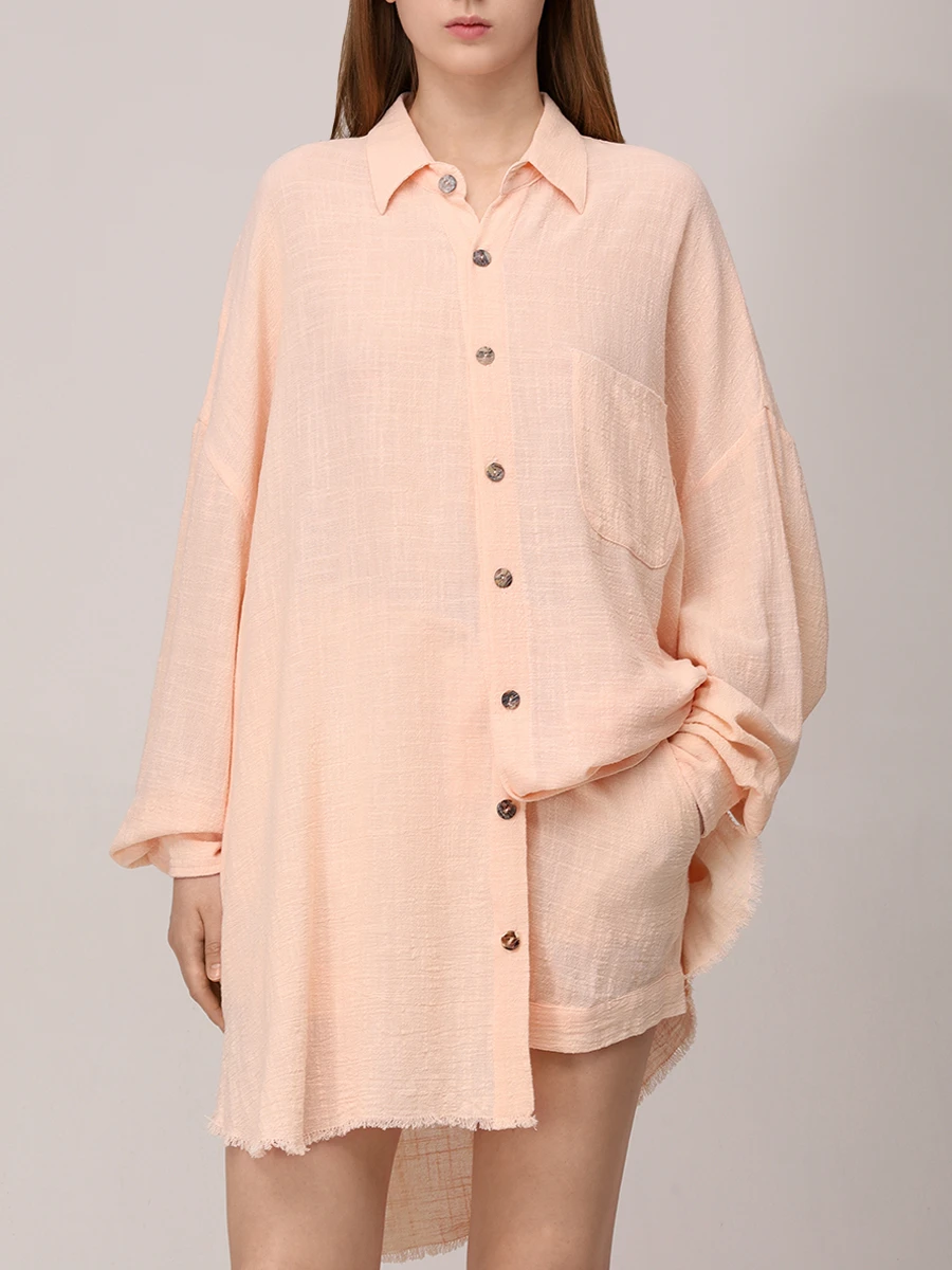 Рубашка хлопковая MAISON SAINT JULIEN Mykonos oversized shirt Розовый  Фото 4