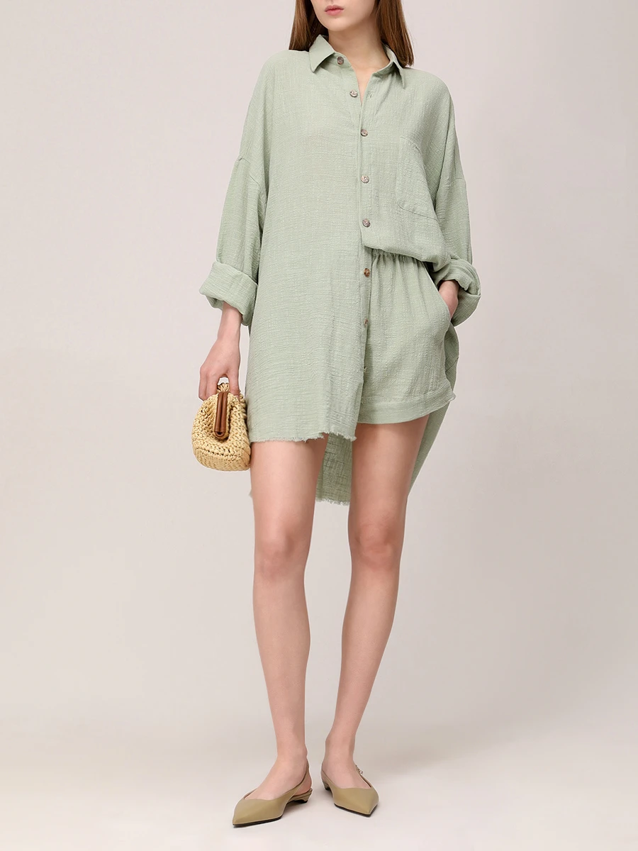 Рубашка хлопковая MAISON SAINT JULIEN Mykonos oversized shirt Зеленый  Фото 2