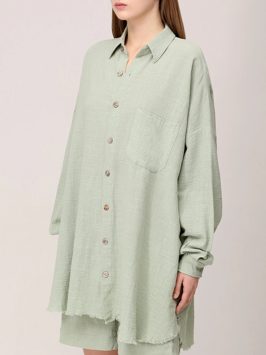 Рубашка хлопковая MAISON SAINT JULIEN Mykonos oversized shirt Зеленый  Фото 4