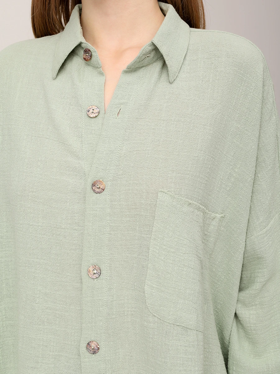 Рубашка хлопковая MAISON SAINT JULIEN Mykonos oversized shirt Зеленый  Фото 5