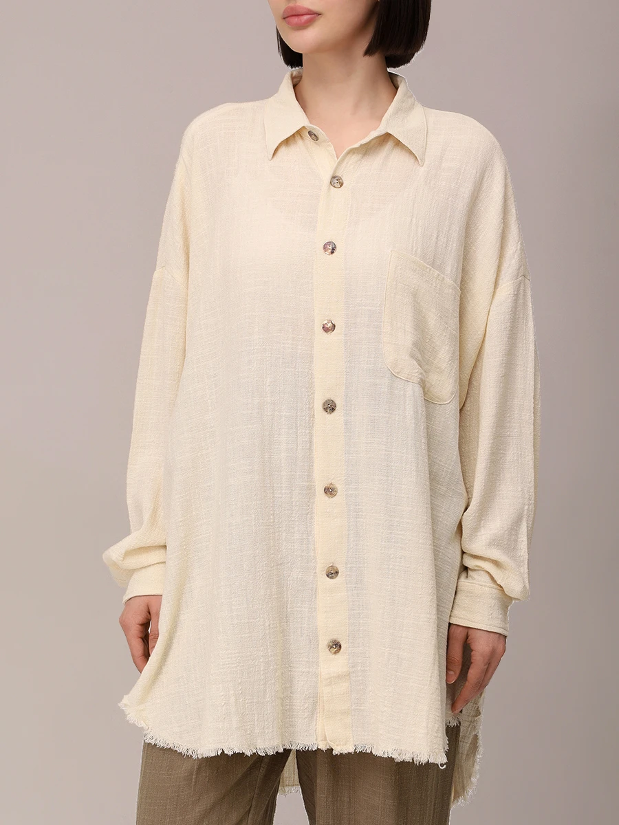 Рубашка хлопковая MAISON SAINT JULIEN Mykonos oversized shirt Кремовый  Фото 4