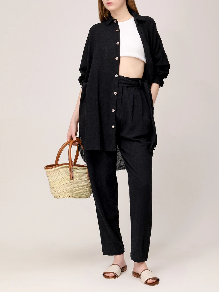 Рубашка хлопковая MAISON SAINT JULIEN Mykonos oversized shirt Черный  Фото 2