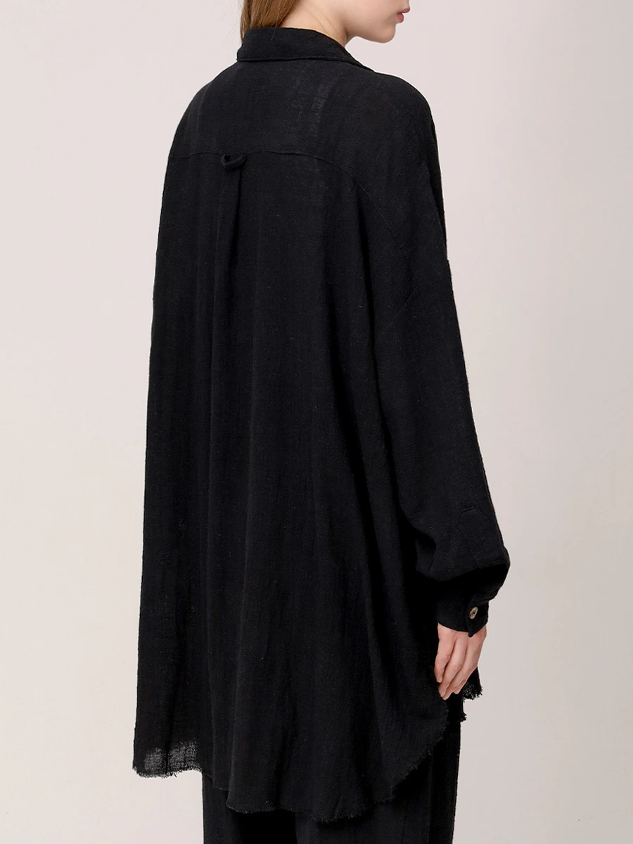 Рубашка хлопковая MAISON SAINT JULIEN Mykonos oversized shirt Черный  Фото 3
