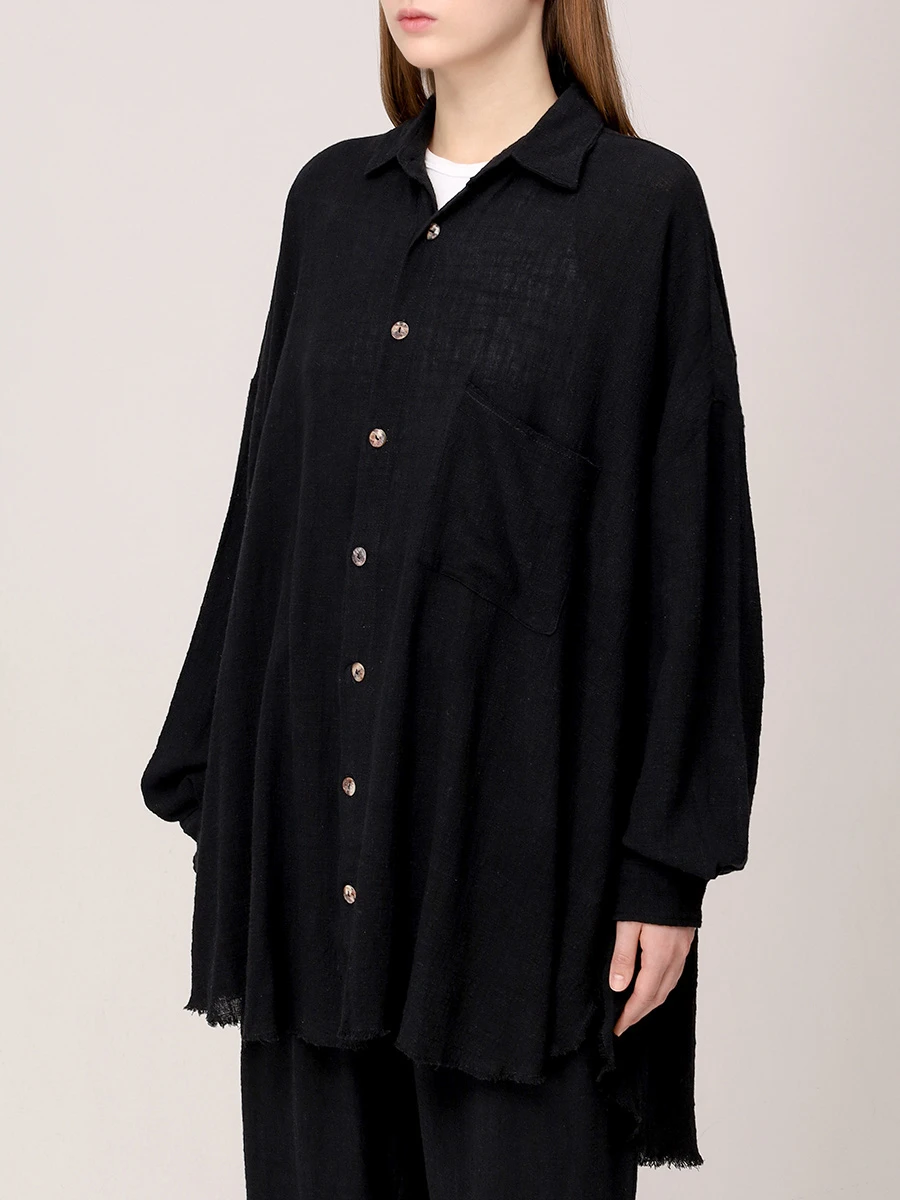Рубашка хлопковая MAISON SAINT JULIEN Mykonos oversized shirt Черный  Фото 4