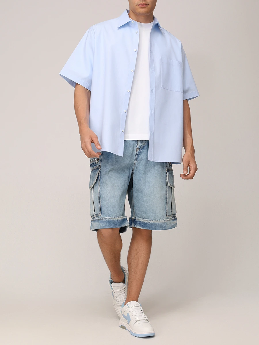 Рубашка хлопковая DARKPARK MSH04 FAC14 Голубой  Фото 2