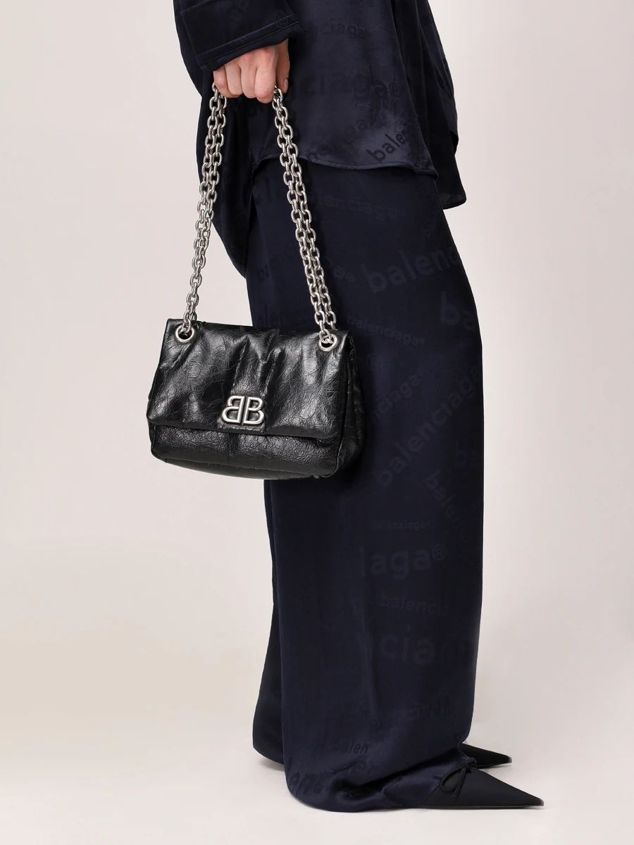 Сумка кожаная Monaco BALENCIAGA 7929772AASA 1000 Черный  Фото 2