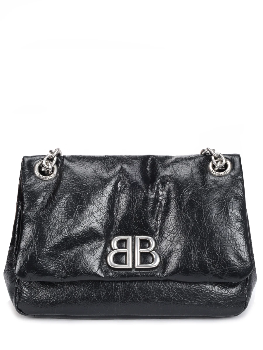 Сумка кожаная Monaco BALENCIAGA 7929772AASA 1000 Черный 