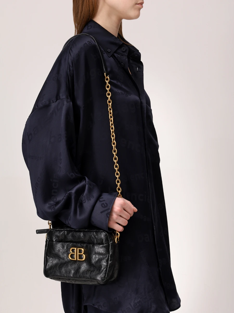 Сумка кожаная Monaco BALENCIAGA 8064592AAR8 1000 Черный  Фото 2